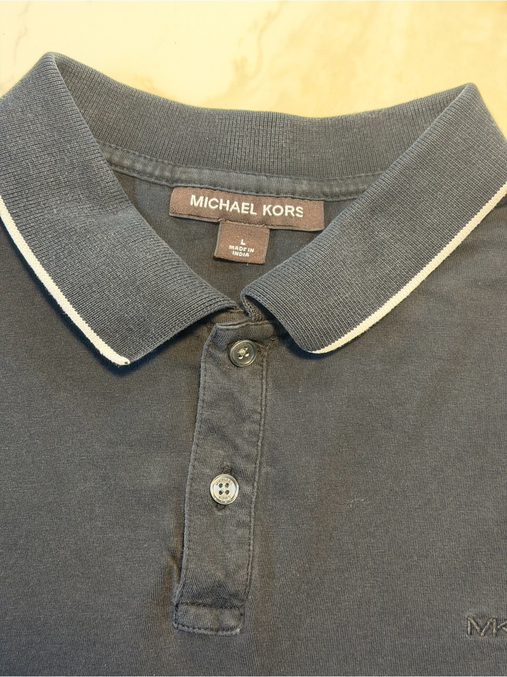 Michael Kors Men's Charcoal Grey Polo with White Collar Trim